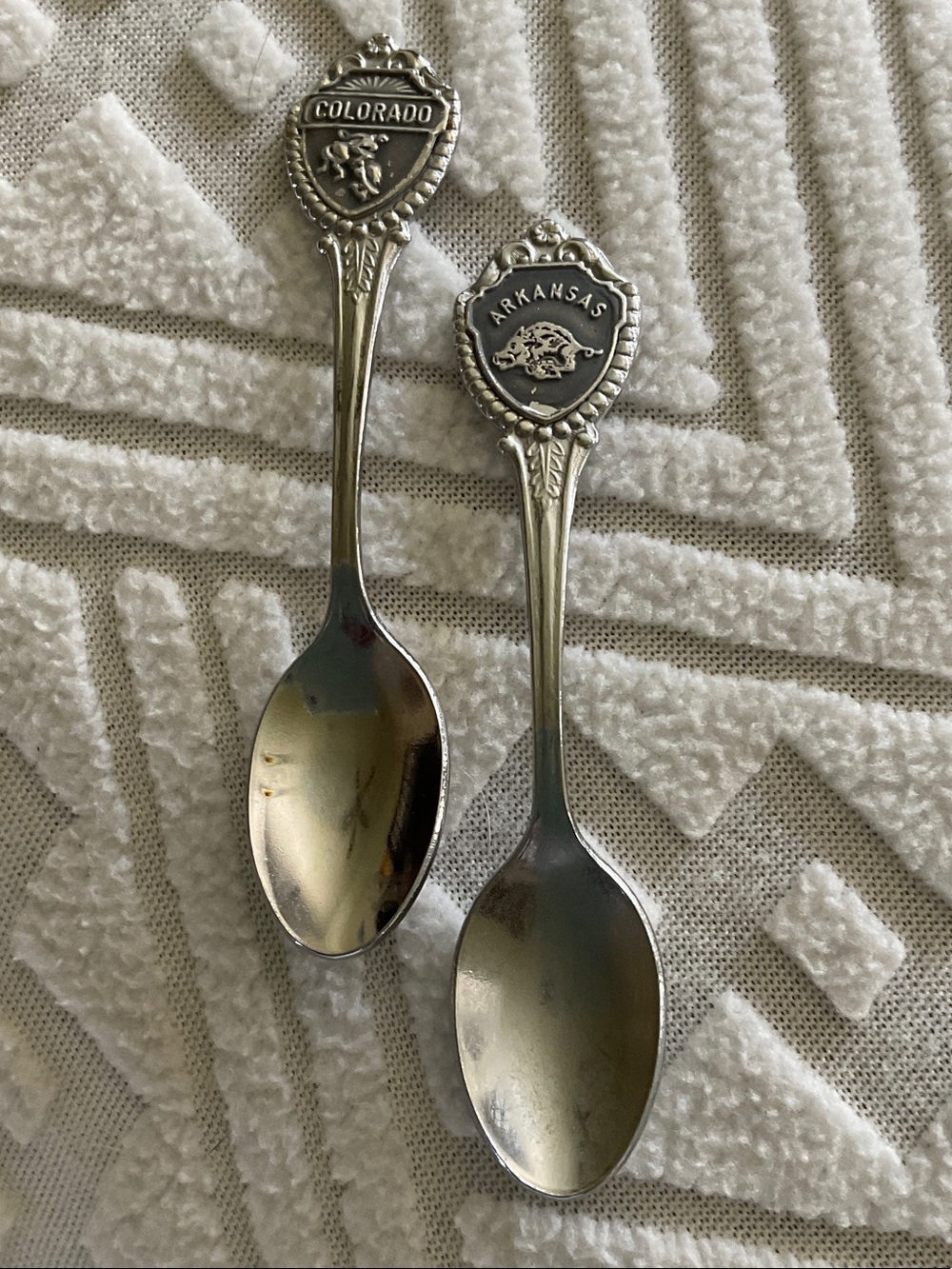 Silver-Tone Colorado & Arkansas Collectible Souvenir Spoons - Set of 2